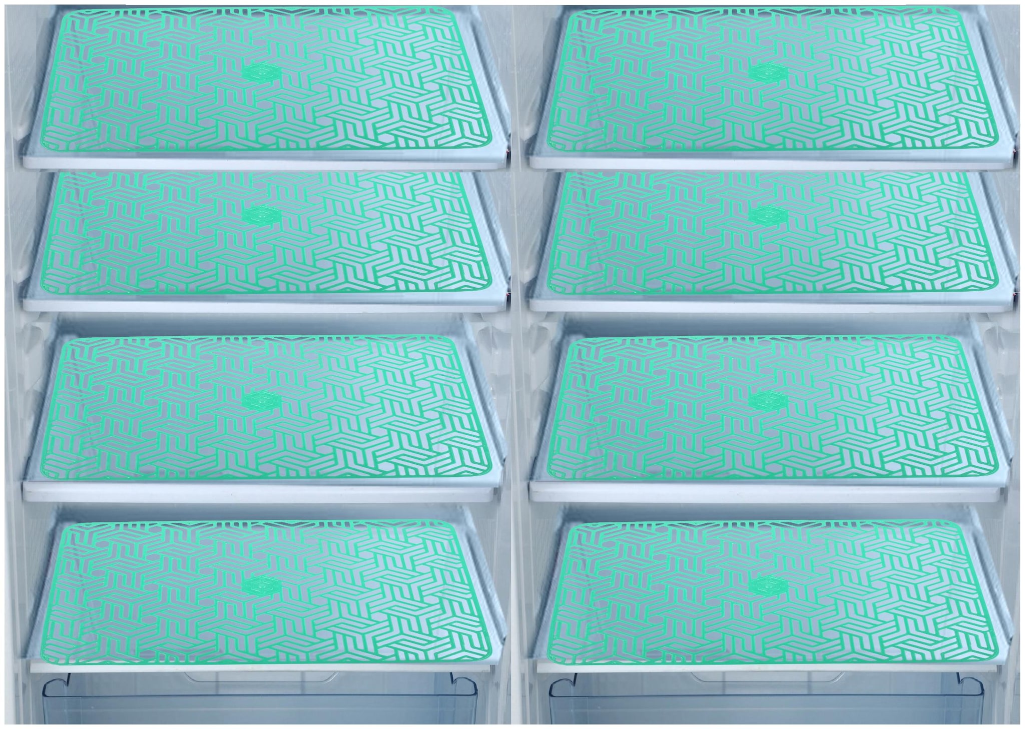 

E-Retailer Waterproof PVC Refrigerator Drawer Mats Fridge Mats Multi Purpose Mats (Green Set of 8)