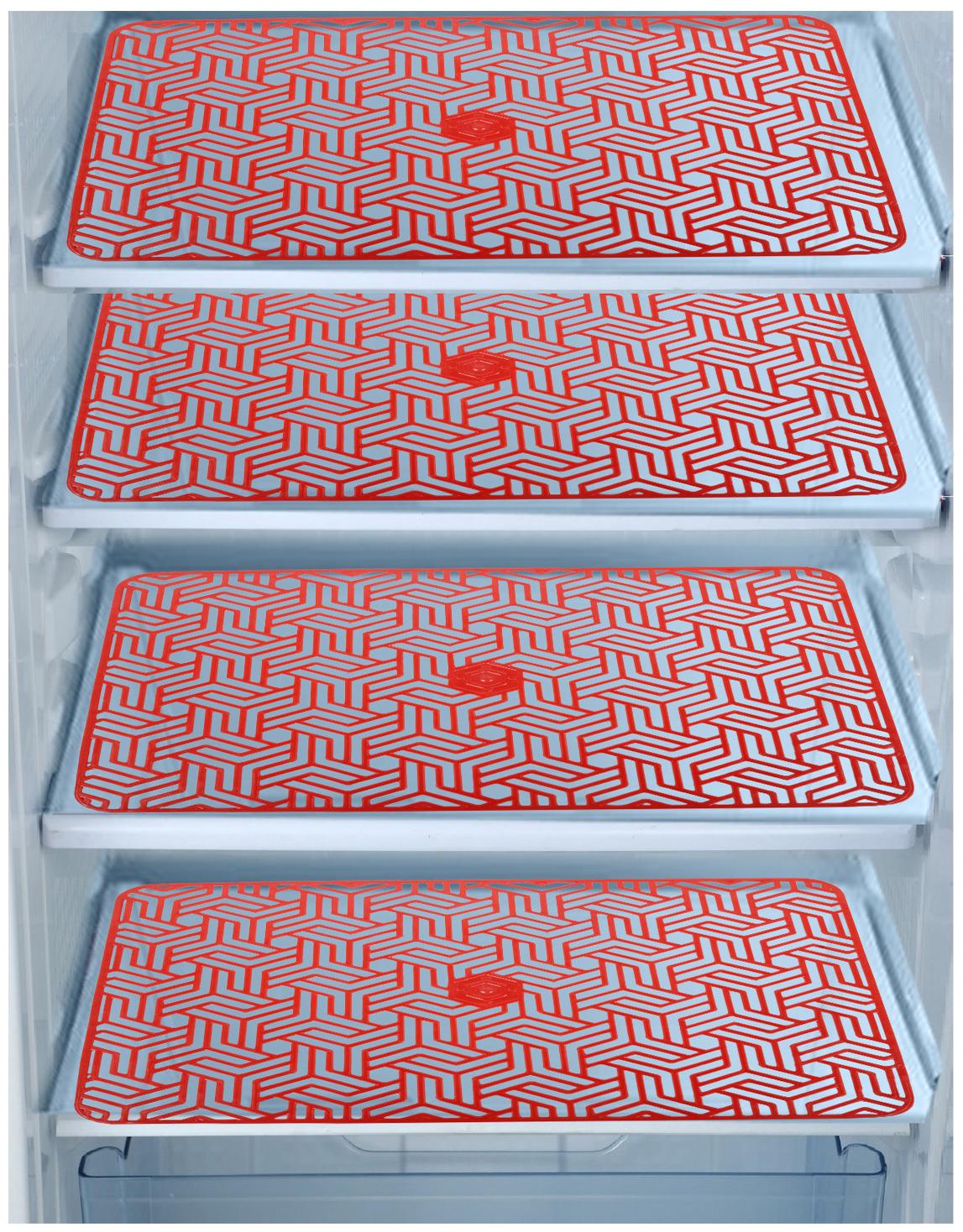 

E-Retailer Waterproof PVC Refrigerator Drawer Mats Fridge Mats Multi Purpose Mats (Red Set of 4)