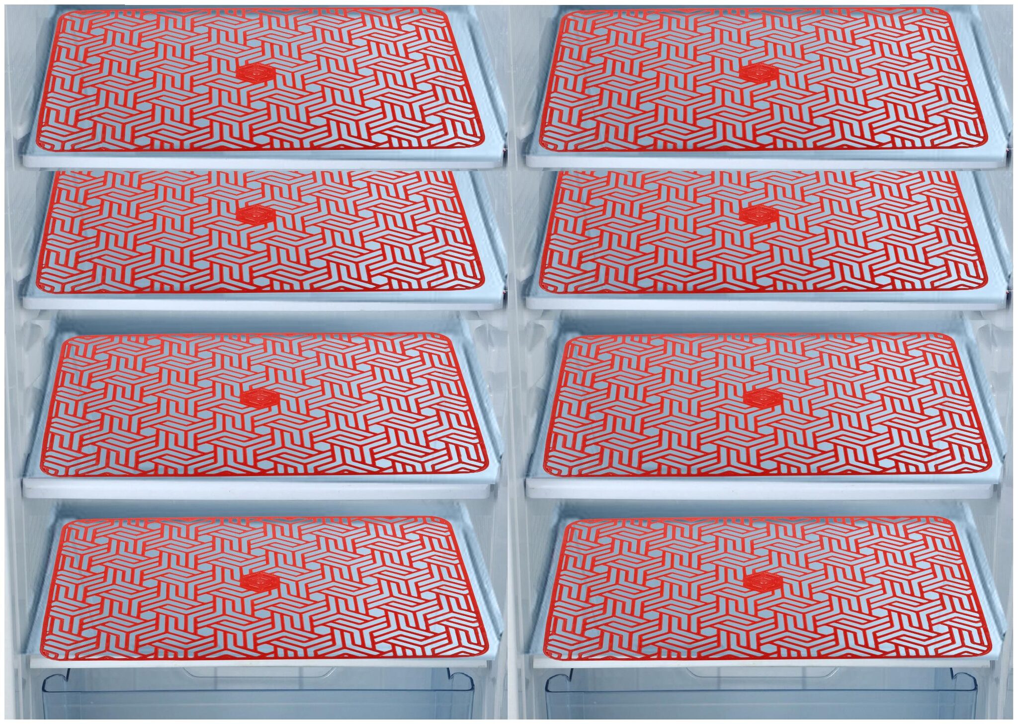 

E-Retailer Waterproof PVC Refrigerator Drawer Mats Fridge Mats Multi Purpose Mats (Red Set of 8)