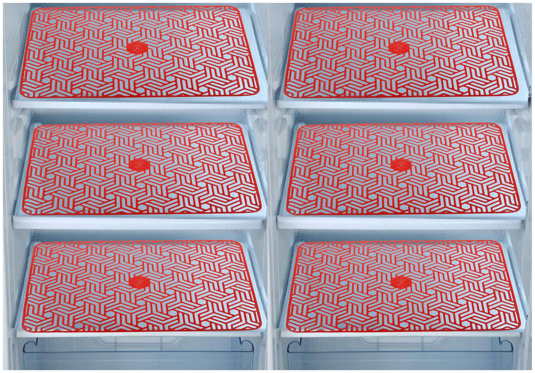 

E-Retailer Waterproof PVC Refrigerator Drawer Mats Fridge Mats Multi Purpose Mats (Red Set of 6)