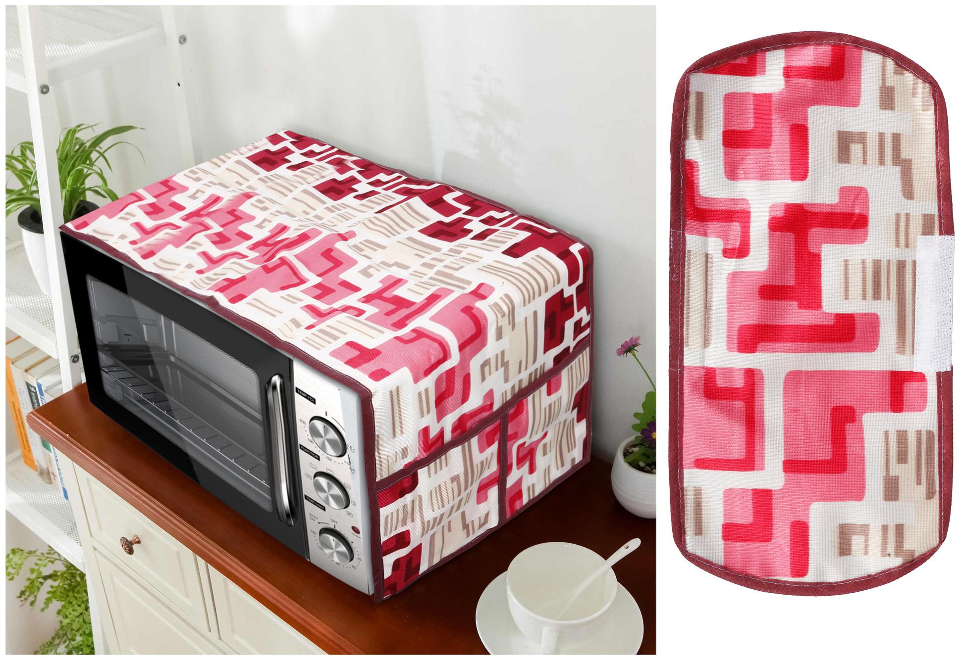

E-RetailerCombo Polyester 3-Layered Microwave-Oven Top Cover With 4 Pockets And 1 Piece of Multipurpose Handle Cover Size-36x14 Inches (Red Set of 2)