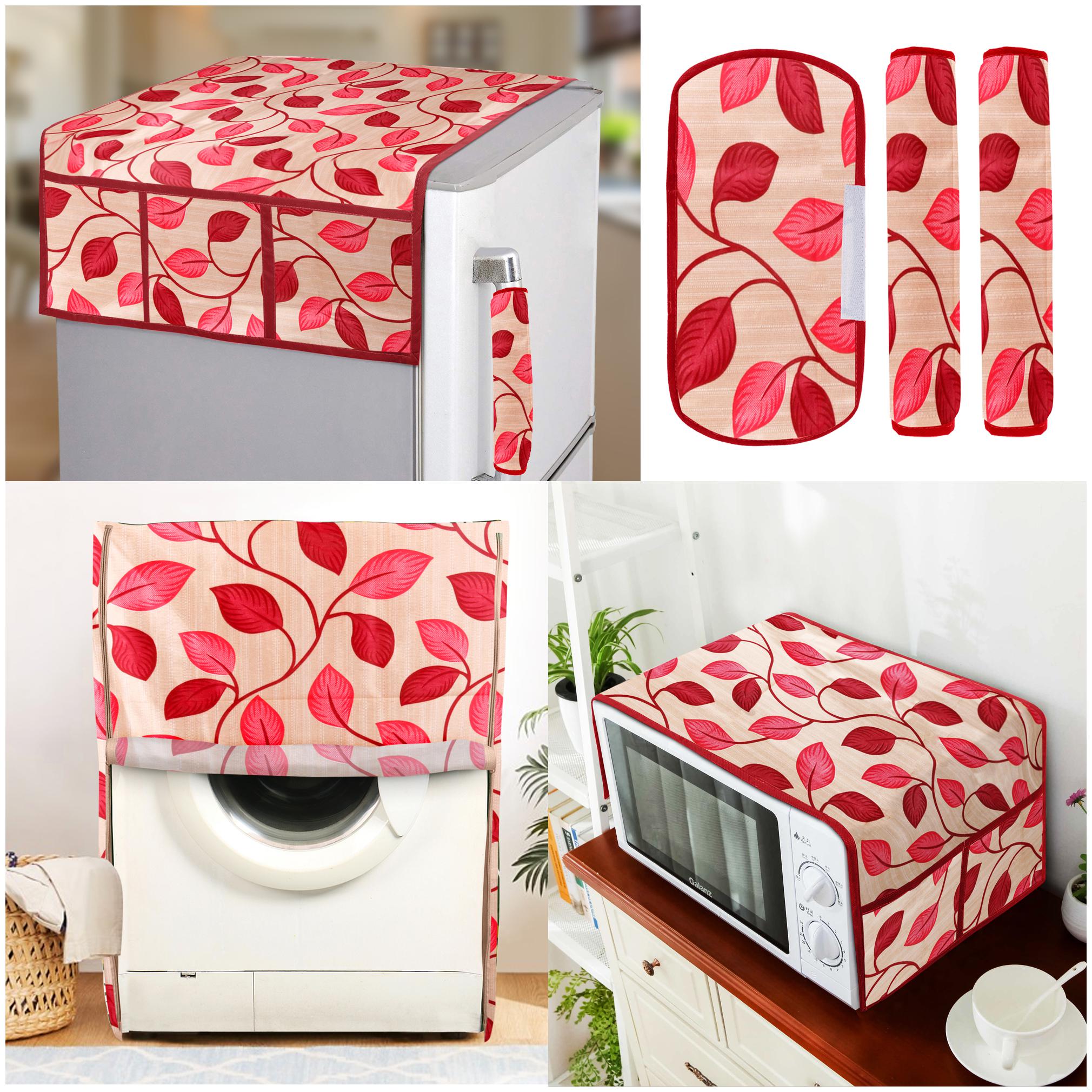 

E-RetailerCombo Set of Polyester 3-Layered 1pc Fridge Top Cover with 6 Pockets 3pc Fridge Handle Cover 1pc Oven Top Cover With 4 Pockets And 1pc Front Load Washing Machine Cover