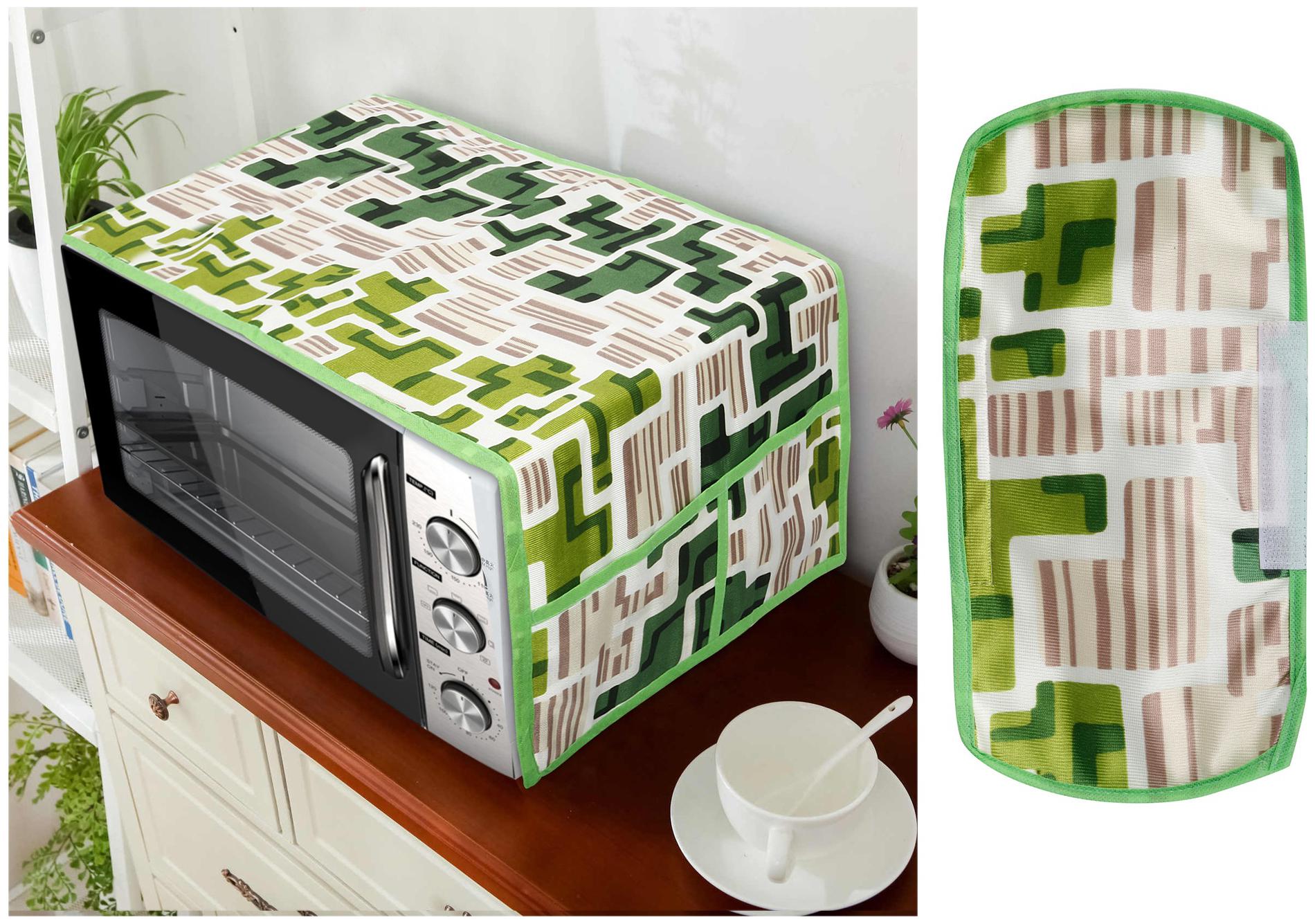 

E-RetailerCombo Polyester 3-Layered Microwave-Oven Top Cover With 4 Pockets And 1 Piece of Multipurpose Handle Cover Size-36x14 Inches (Green Set of 2)