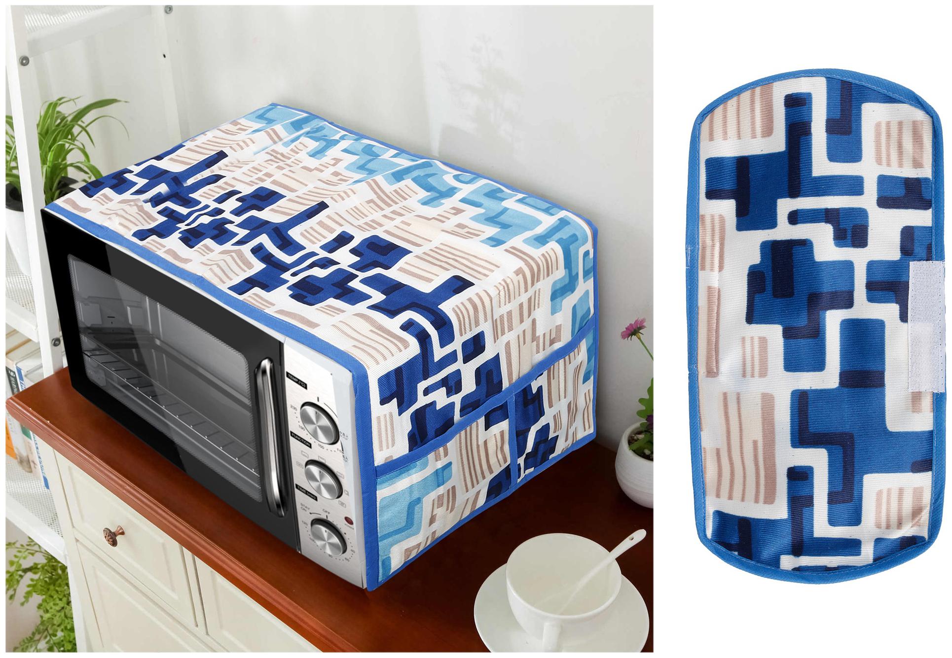 

E-RetailerCombo Polyester 3-Layered Microwave-Oven Top Cover With 4 Pockets And 1 Piece of Multipurpose Handle Cover Size-36x14 Inches (Blue Set of 2)