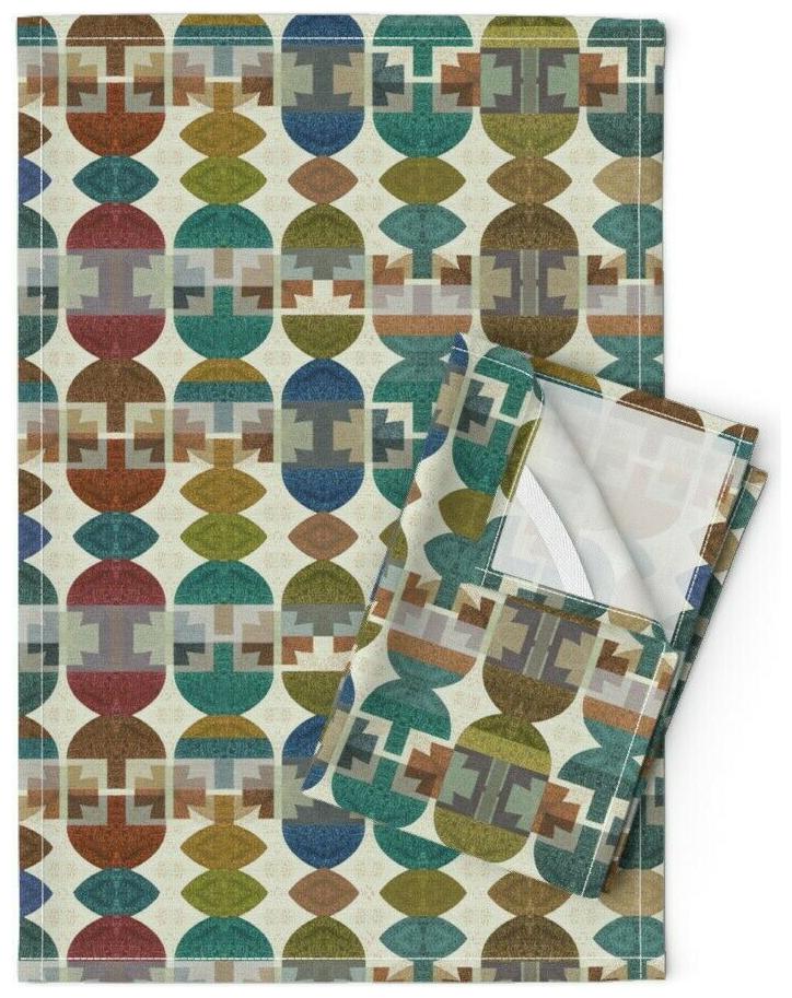 

Earth Tone Beads Geometric Shapes Linen Cotton Tea Towels by Roostery Set of 2