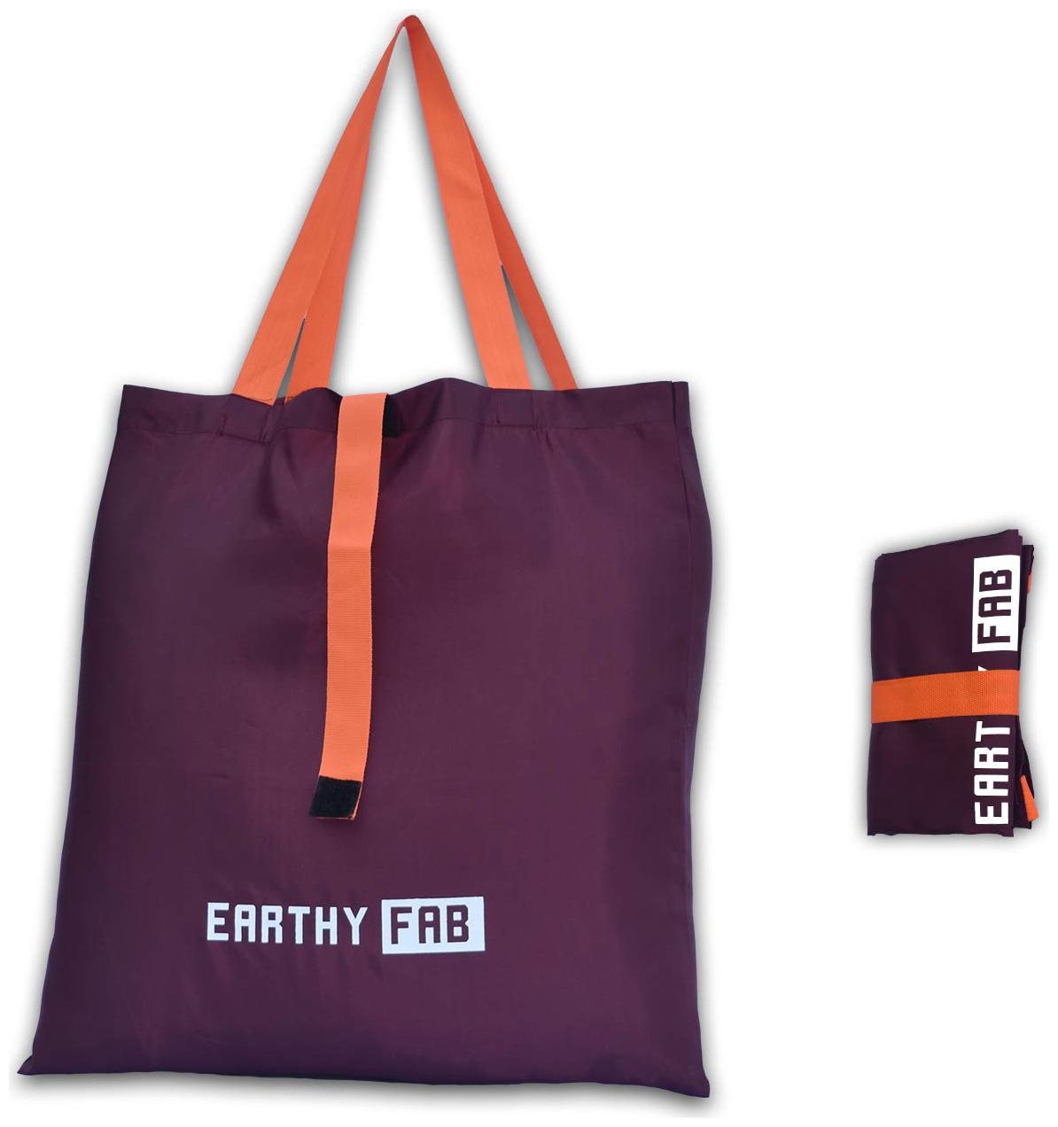 

Earthy Fab Foldable Shopping Bag - Folds to Pocket Size Tote Grocery Shoulder Handbag Travel Bag