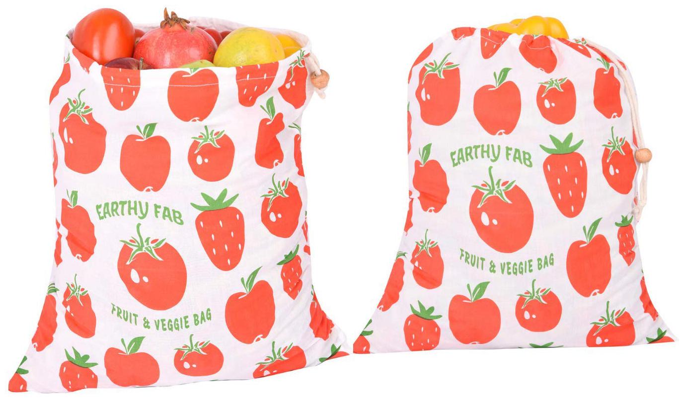 

Earthy Fab Fridge Bag for Vegetables Storage 100 Cotton Biodegradable Reusable Multipurpose Set of 2