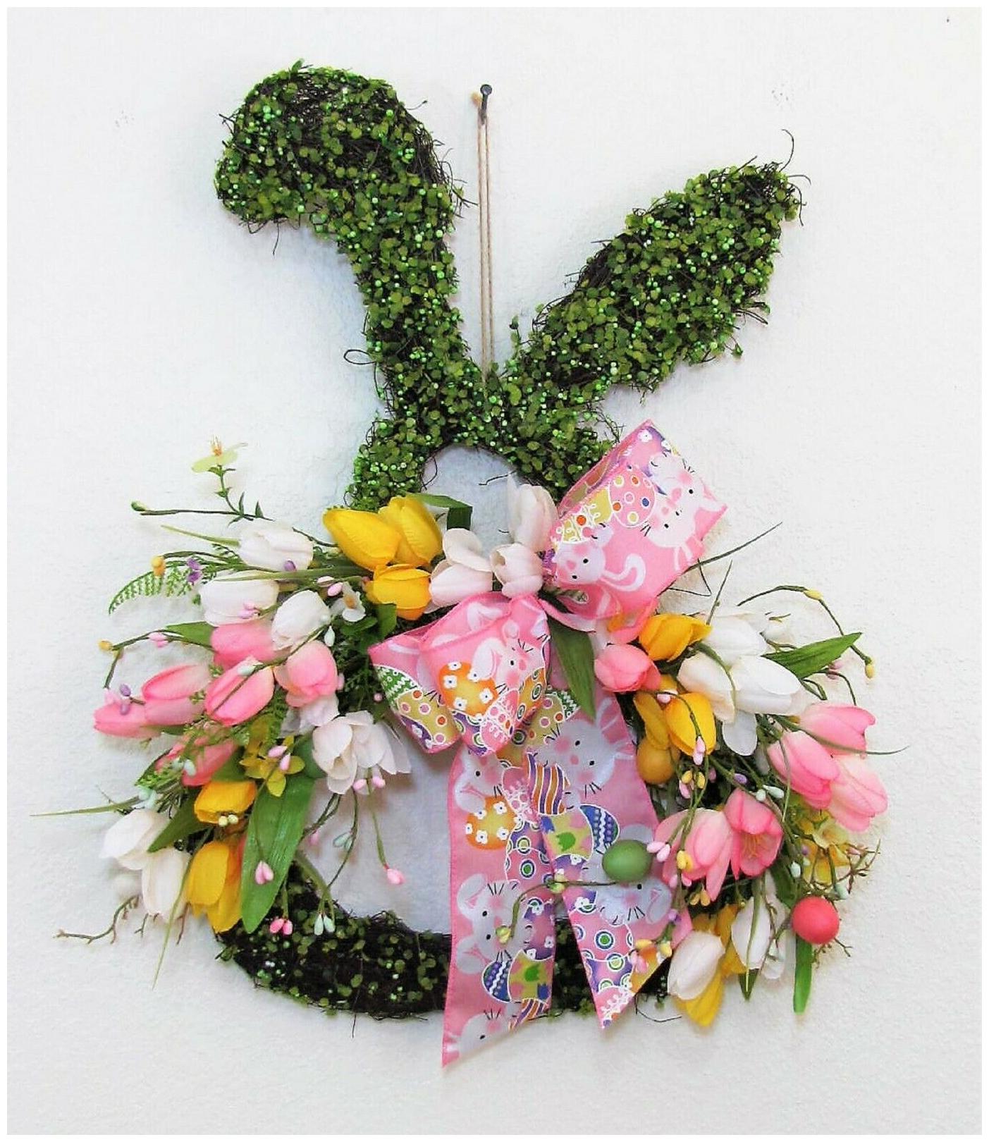 

Easter Bunny Tulip Berry Wreath - Spring Front Door Wreath - Easter Decor