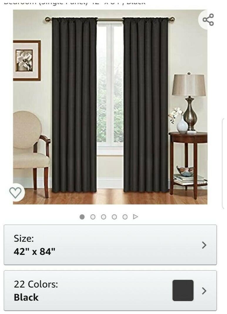 

ECLIPSE Kendall Solid Blackout Window Curtains for Bedroom (Single Panel) 42 x
