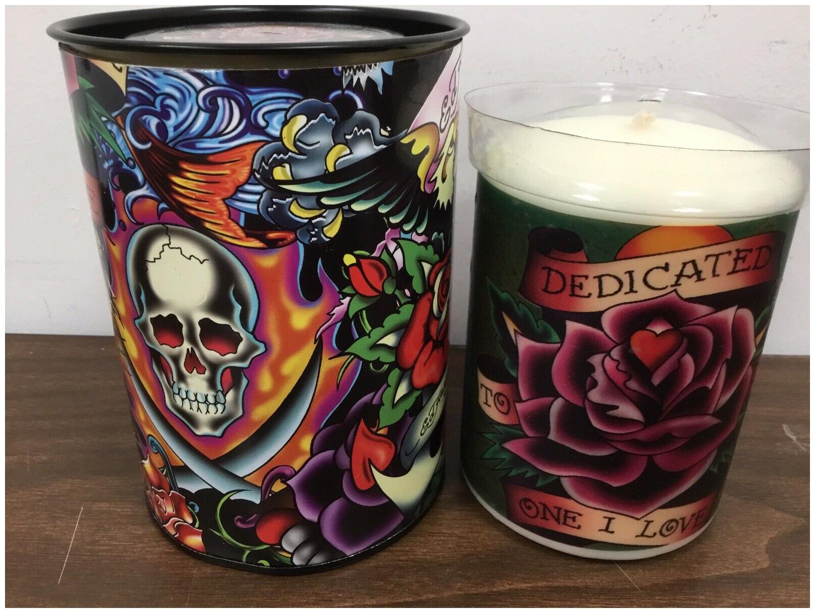 

ED HARDY Dedicated to the One I Love 3 x 4 Pillar Candle by Christian Audigier