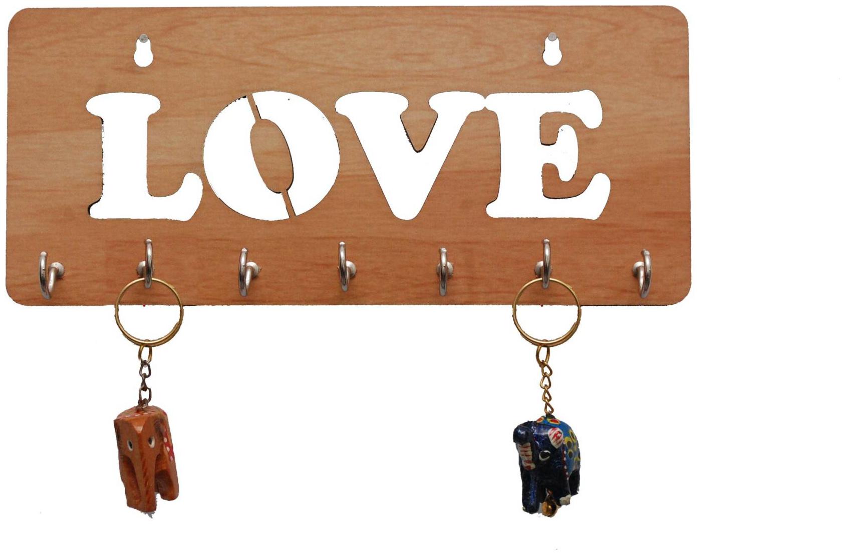 

Egal Hunt Beautiful Wooden Love Wood Key Holder (7 Hooks Beige)