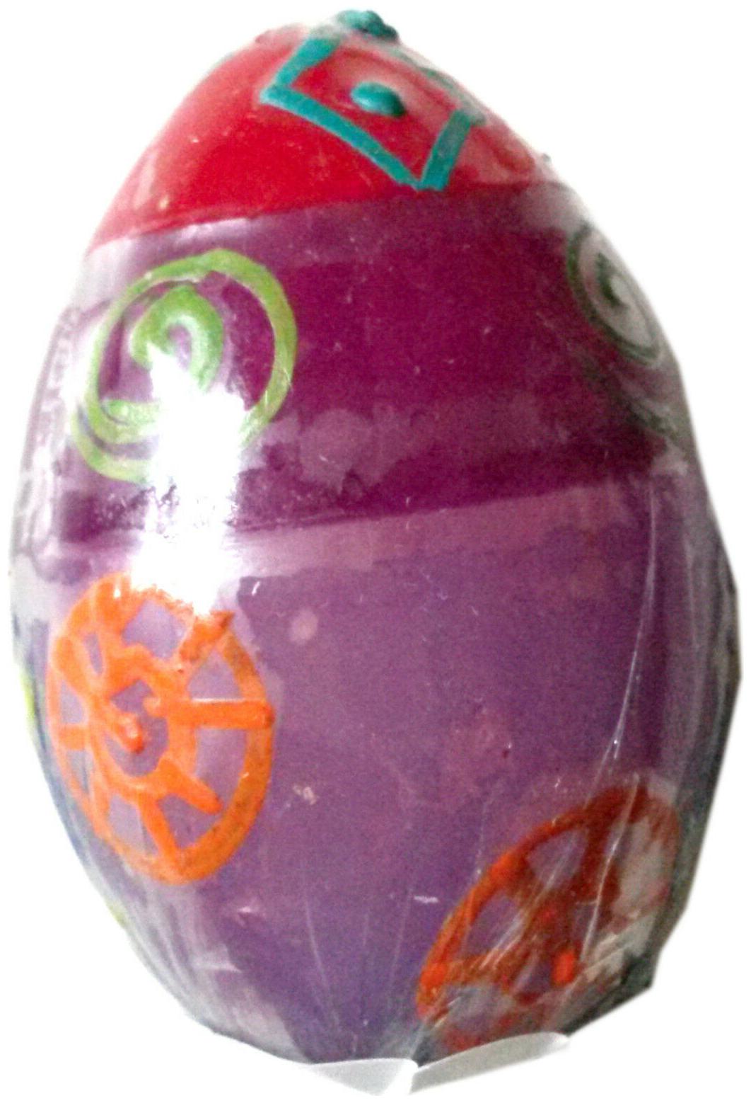 

Egg Candle Handmade Hand Painted - Multicolor with Orange Green Pink Designs