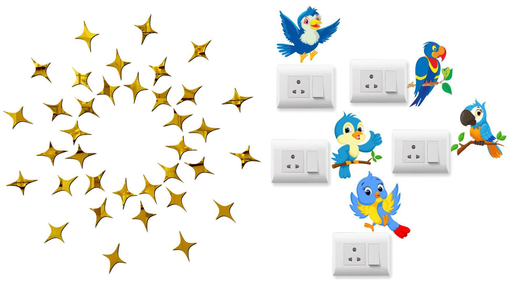

Eja Art 50 Star Golden Acrylic Wall And Switch Board Sticker