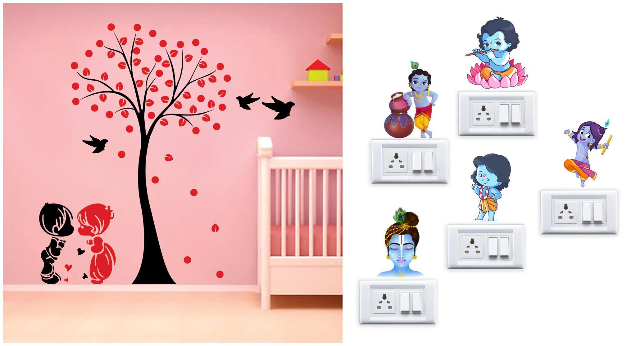 

Eja Art Acacia Tree Cute Couple Kids Wall And Switch Board Sticker