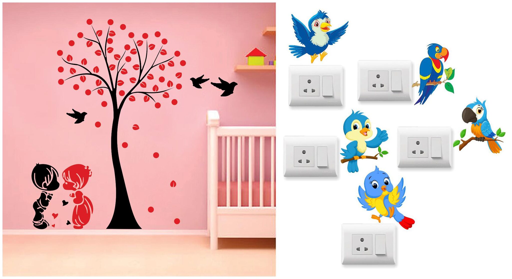 

Eja Art Acacia Tree Cute Couple Kids Wall And Switch Board Sticker