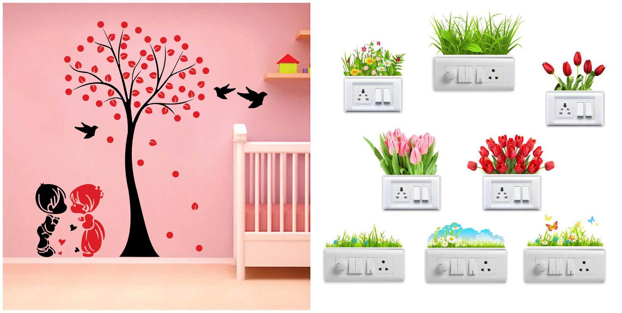 

Eja Art Acacia Tree Cute Couple Kids Wall And Switch Board Sticker
