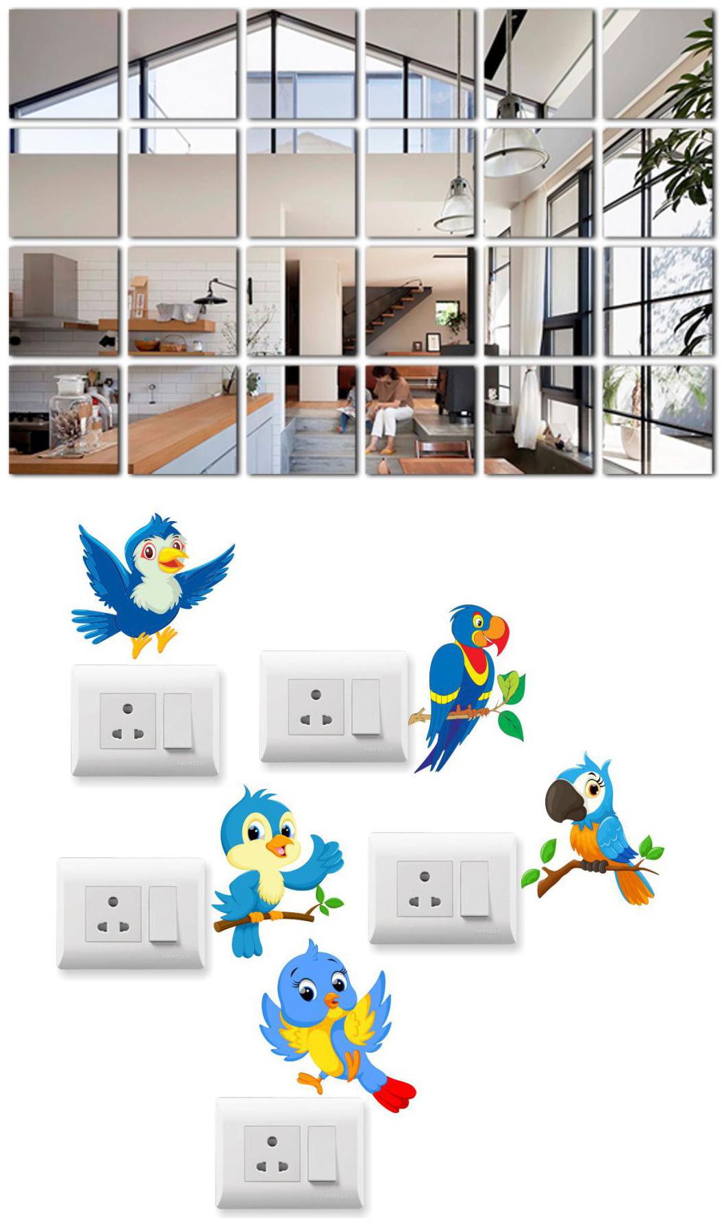 

Eja Art Big Square 24 Silver Acrylic Wall And Switch Board Sticker