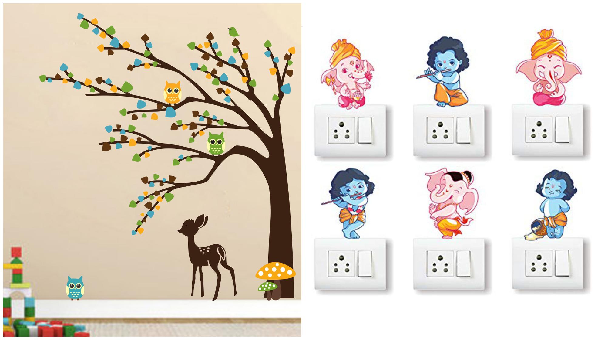 

Eja Art Brown Tree Cute Animals Wall And Switch Board Sticker