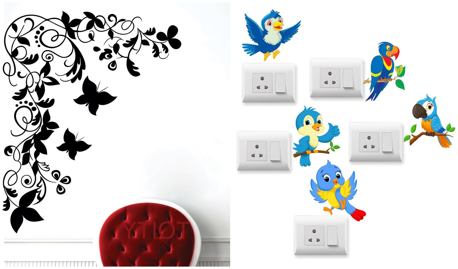 

Eja Art Butterfly Floral Corner Wall And Switch Board Sticker