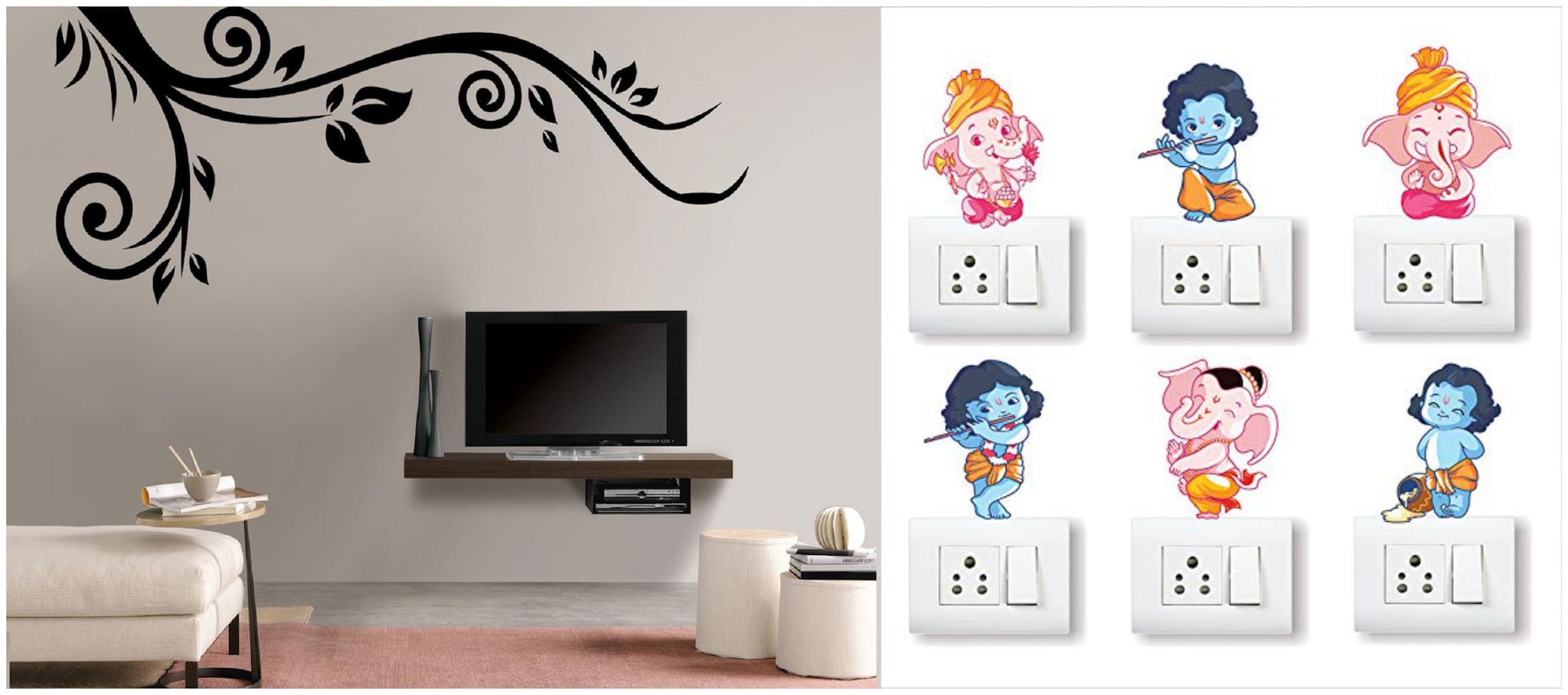 

Eja Art Corner Floral Vine Wall And Switch Board Sticker
