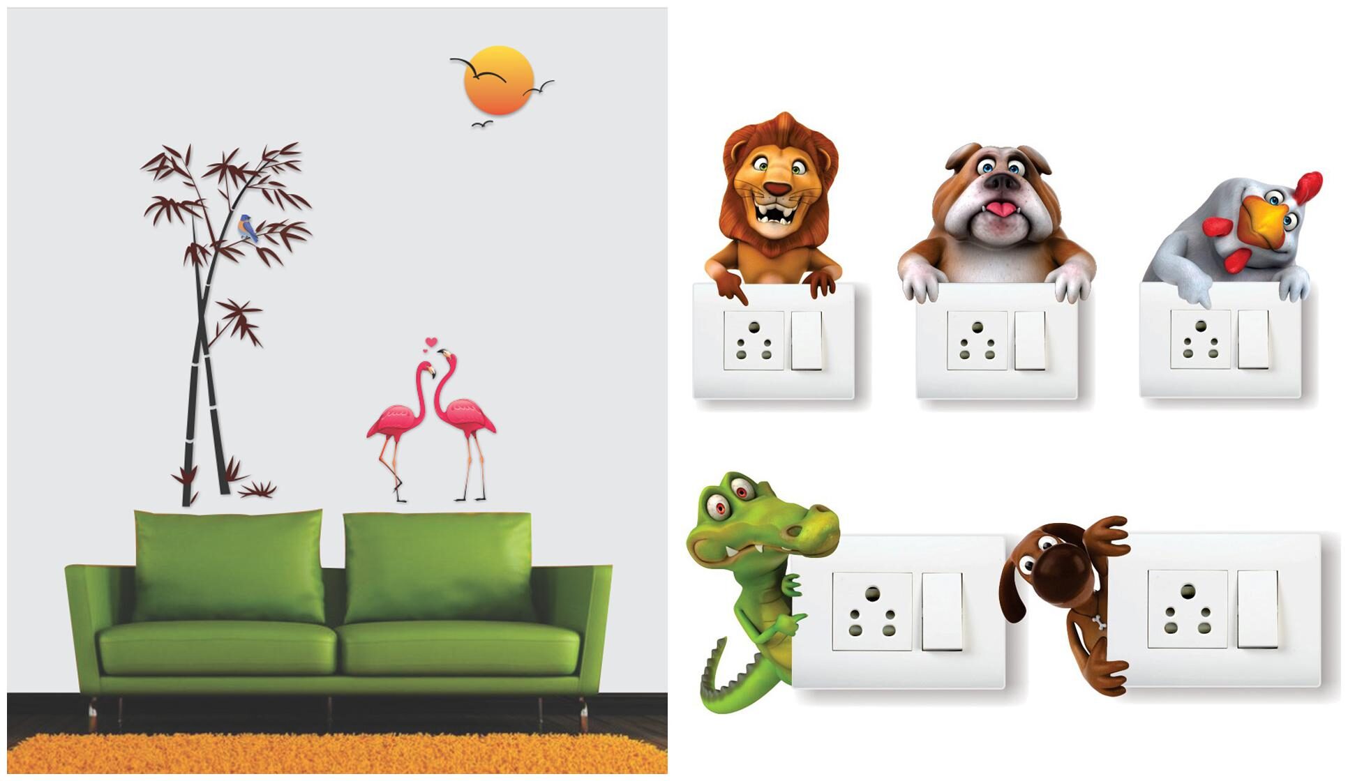 

Eja Art Flamingos And Bamboo Wall And Switch Board Sticker