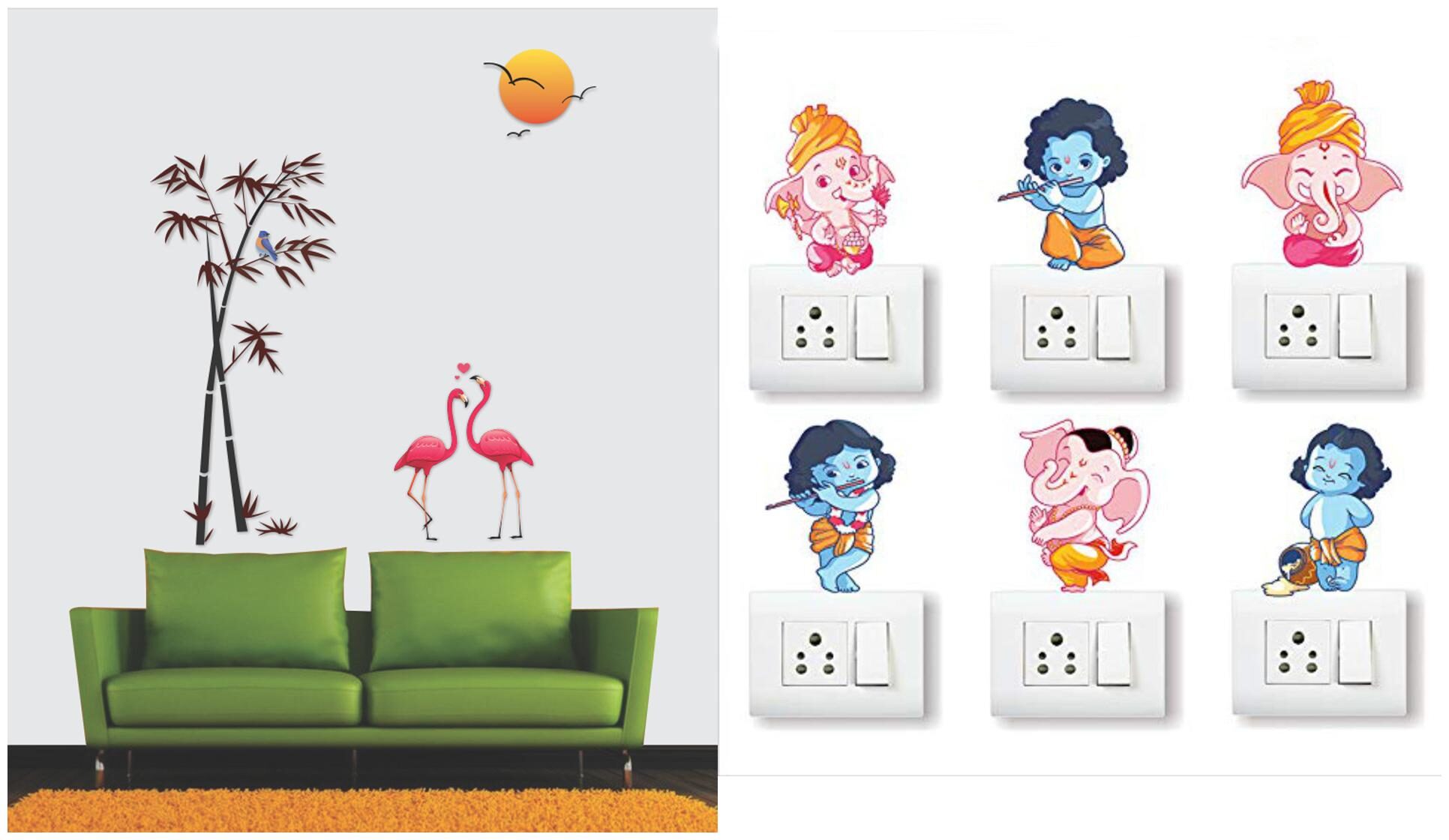

Eja Art Flamingos And Bamboo Wall And Switch Board Sticker