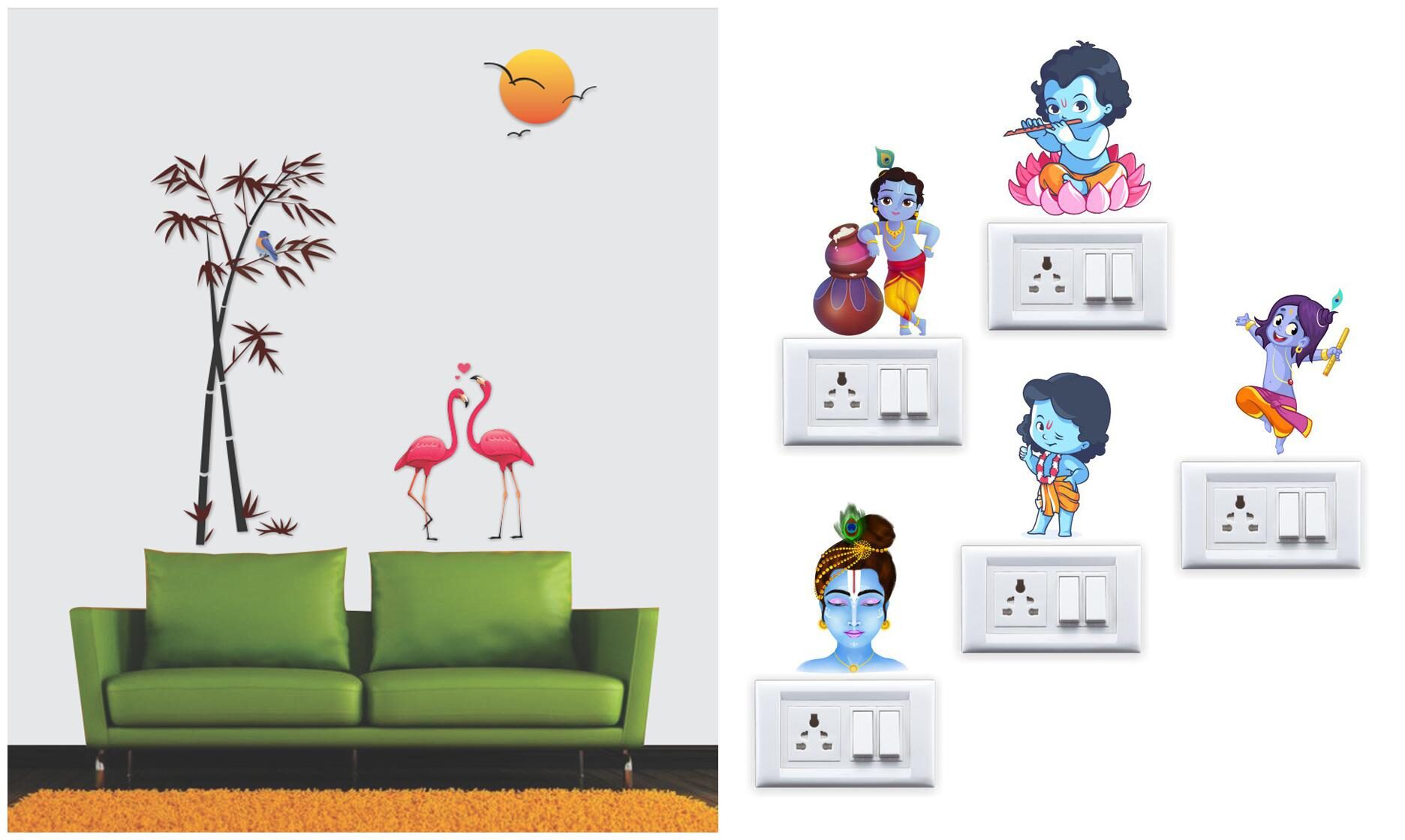 

Eja Art Flamingos And Bamboo Wall And Switch Board Sticker
