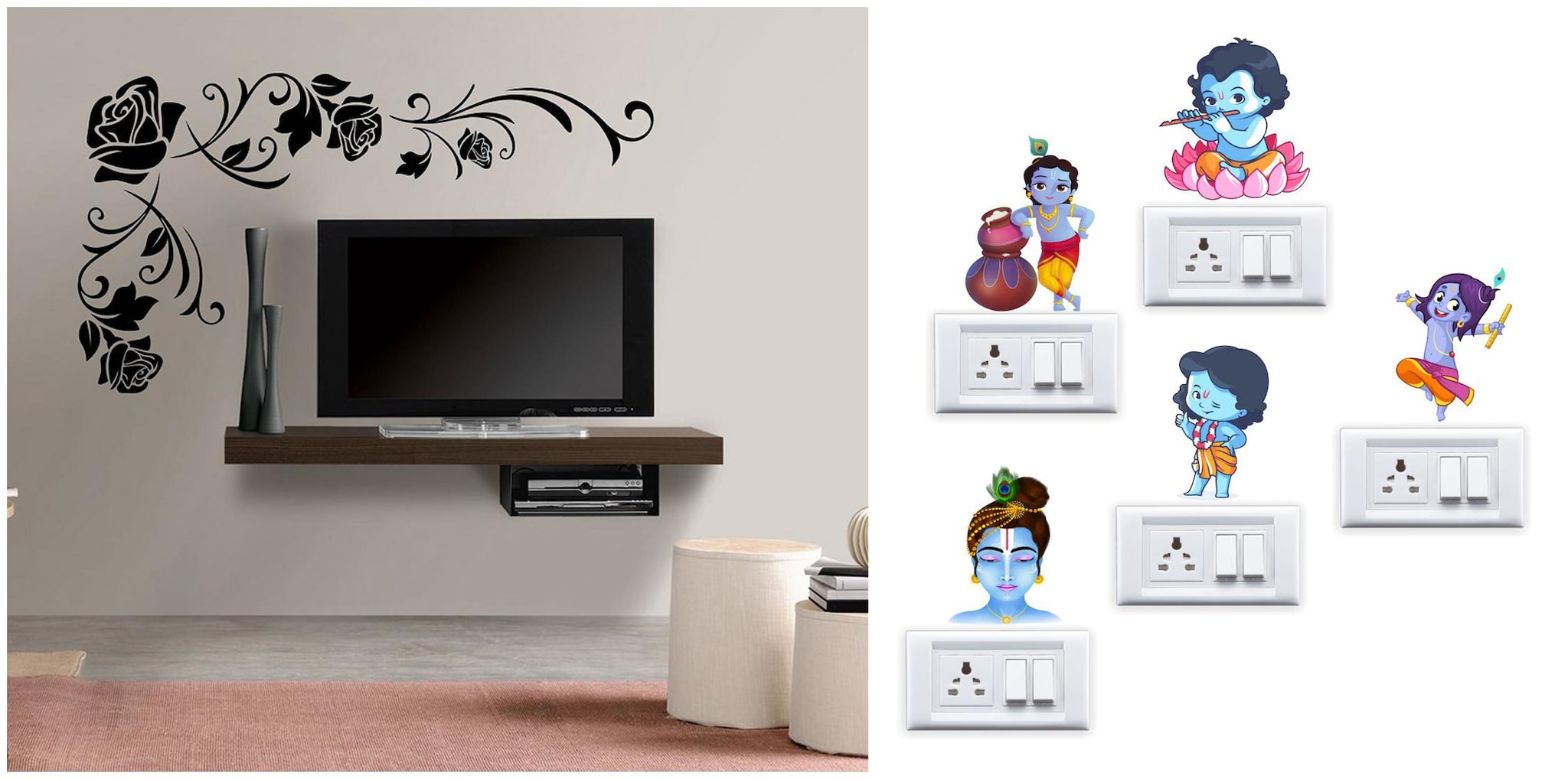 

Eja Art Floral Corner Wall And Switch Board Sticker