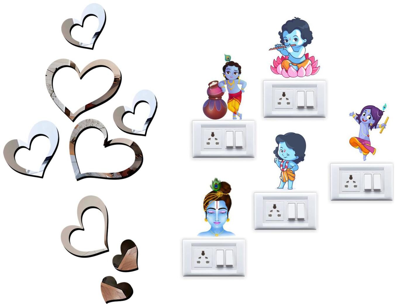 

Eja Art Love Heart 2 Set Silver Acrylic Wall And Switch Board Sticker