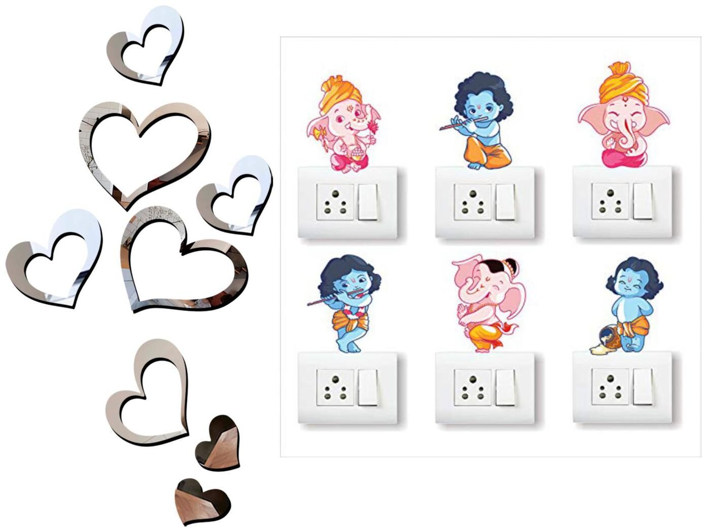 

Eja Art Love Heart 2 Set Silver Acrylic Wall And Switch Board Sticker