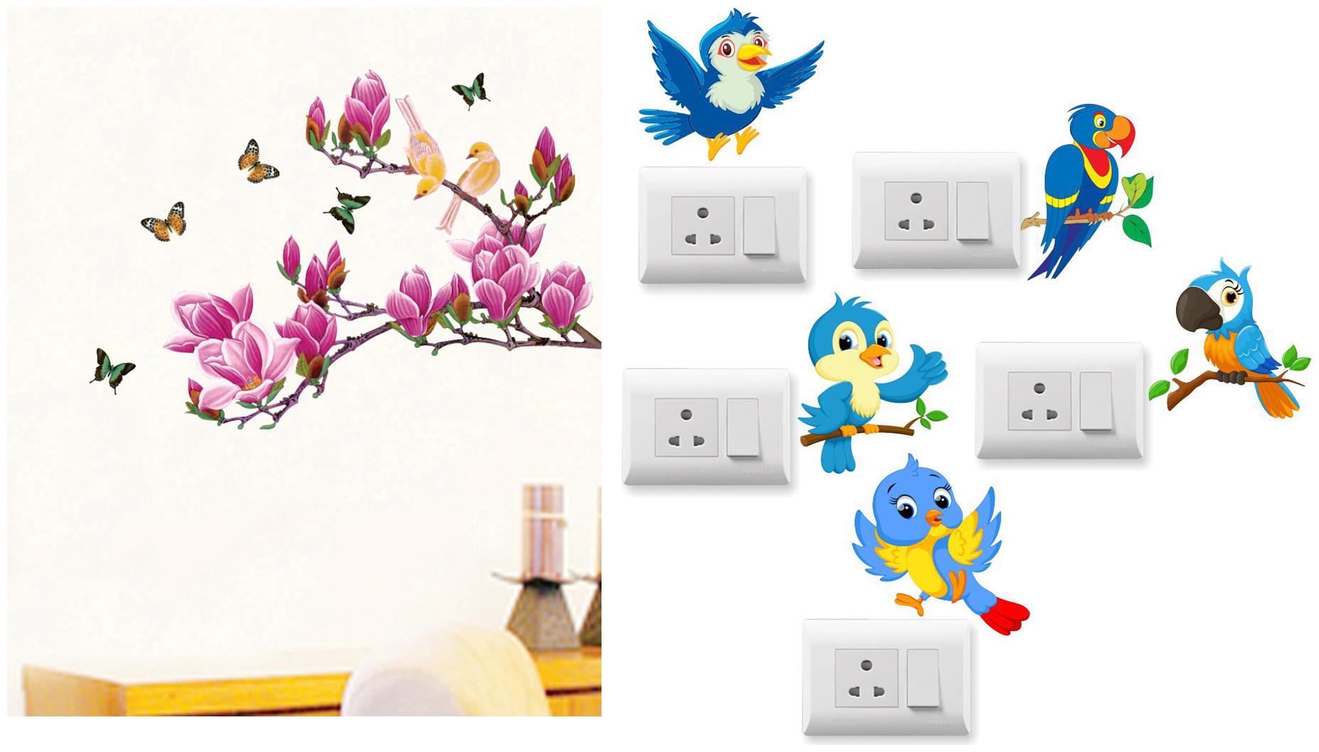 

Eja Art Magnolia Flower And Butterflies Wall And Switch Board Sticker
