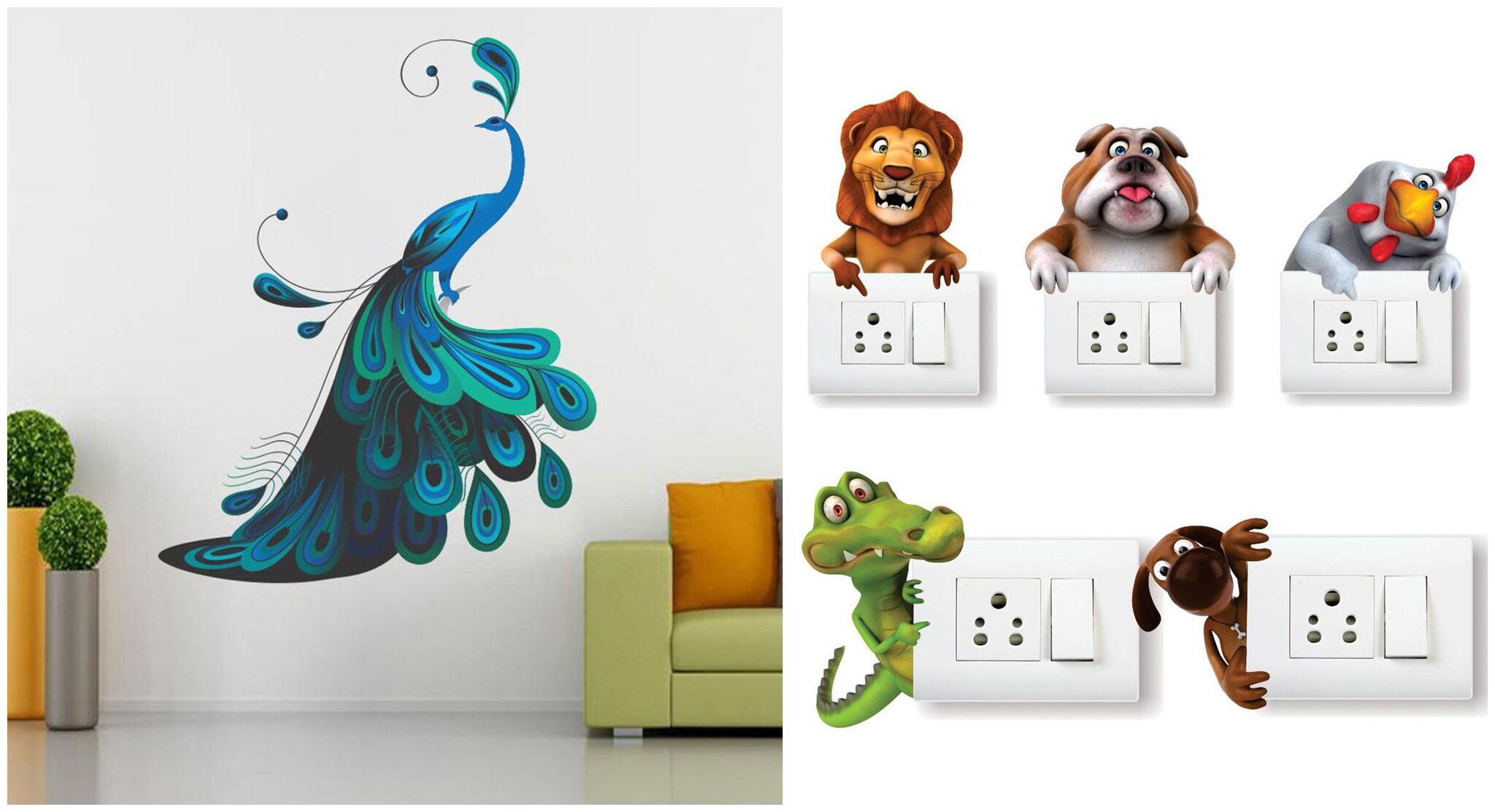 

Eja Art Modern Peacock Wall And Switch Board Sticker
