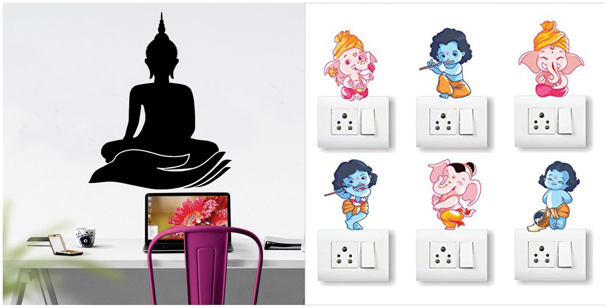 

Eja Art Palm Budhha Wall And Switch Board Sticker