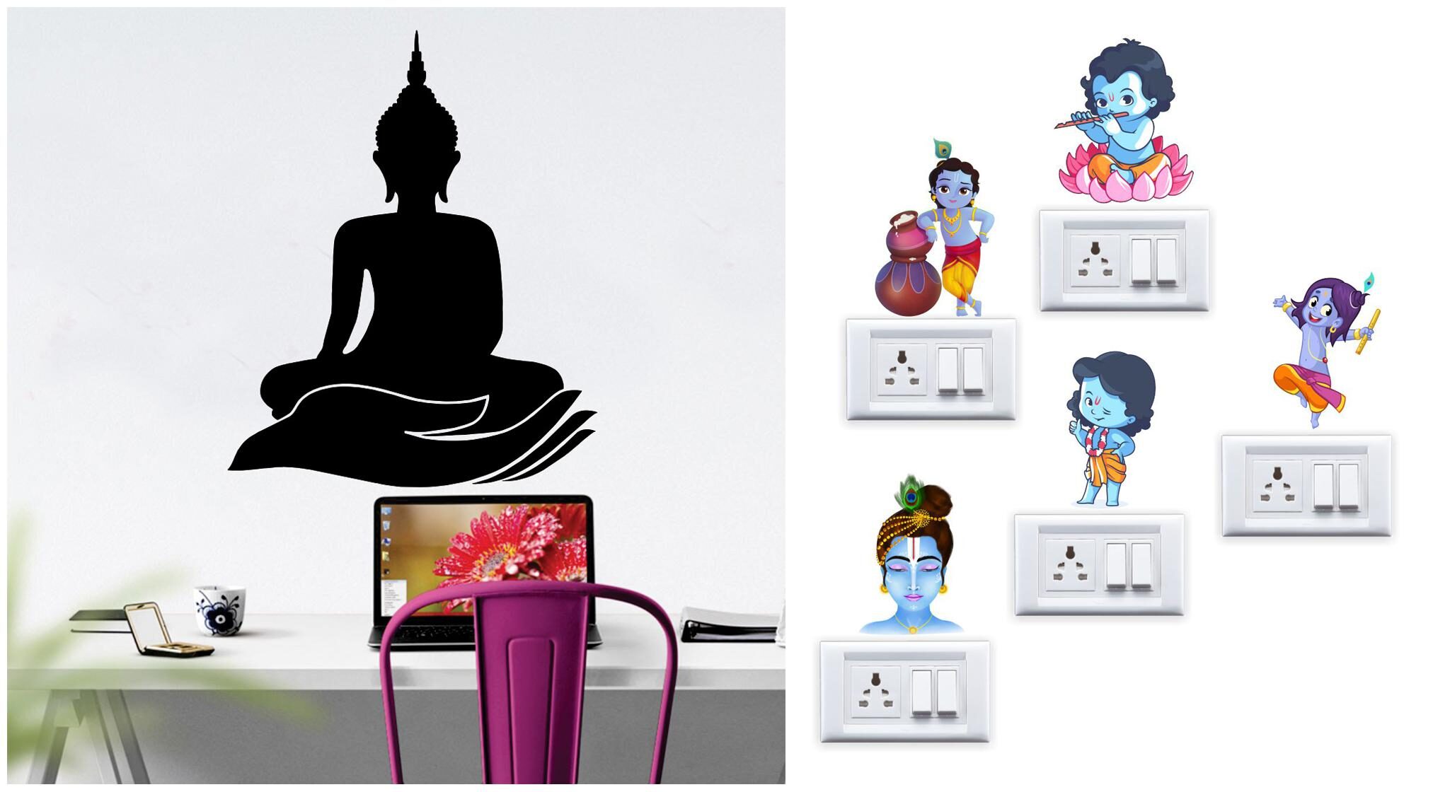 

Eja Art Palm Budhha Wall And Switch Board Sticker
