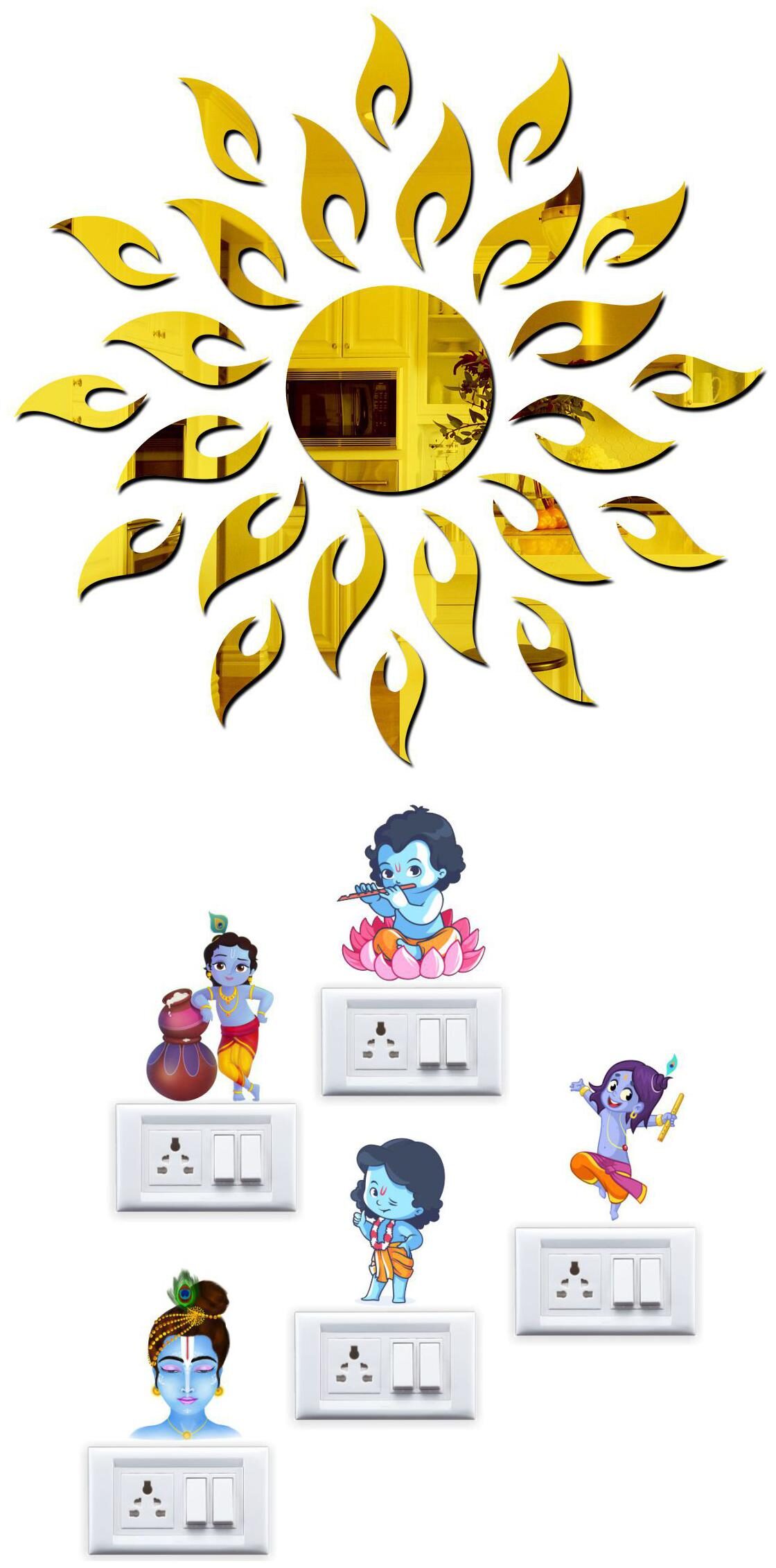 

Eja Art Sun Golden Acrylic Wall And Switch Board Sticker