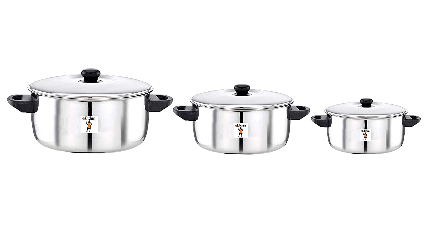 

eKitchen Evasilva Set of 3 Pcs Stainless Steel Double Walled Casserole Hot Box (1 LTR 1 5 LTR 2 5 LTR)