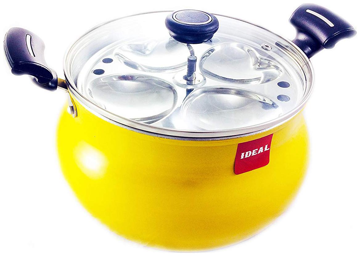 

eKitchen Ideal Combo Multipot and Glass Lid with Stainless Steel Hybrid Idly Plates For Induction (Yellow)