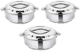 ekitchen Wellcare Stainless Steel Casserole 1000 ml, 1500 ml and 2500 ml, Silver Set of 3