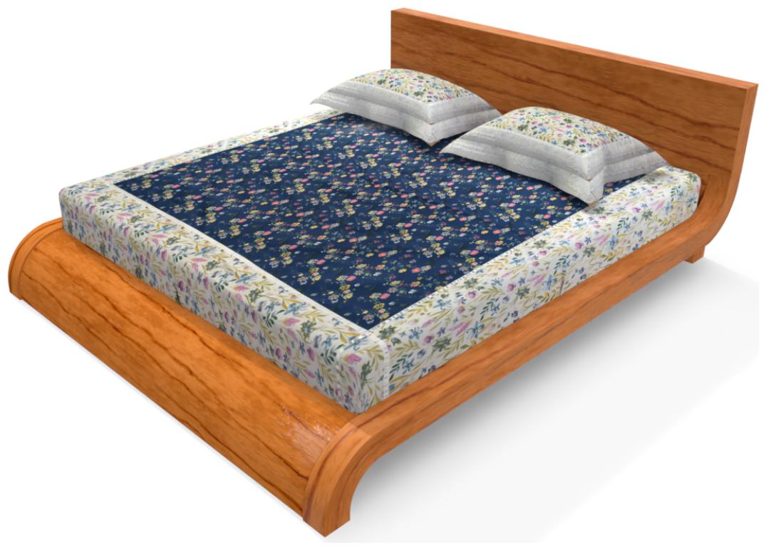 

ELAN DREAMS Cotton Floral Double Size Bedsheet 200 TC ( 1 Bedsheet With 2 Pillow Covers Blue )