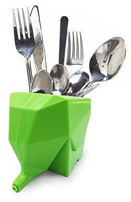 Elephant Drainer By House of Quirk Design Plastic Cutlery Drainer Storage Holder Box for Home&Kitchen - Green