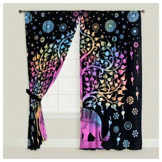 

Elephant Mandala Cotton Wall Hanging Dorm Decor Window Door Curtain Room Divider
