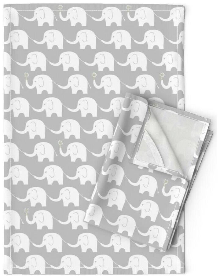 

Elephant Whimsical Gender Neutral Linen Cotton Tea Towels by Roostery Set of 2