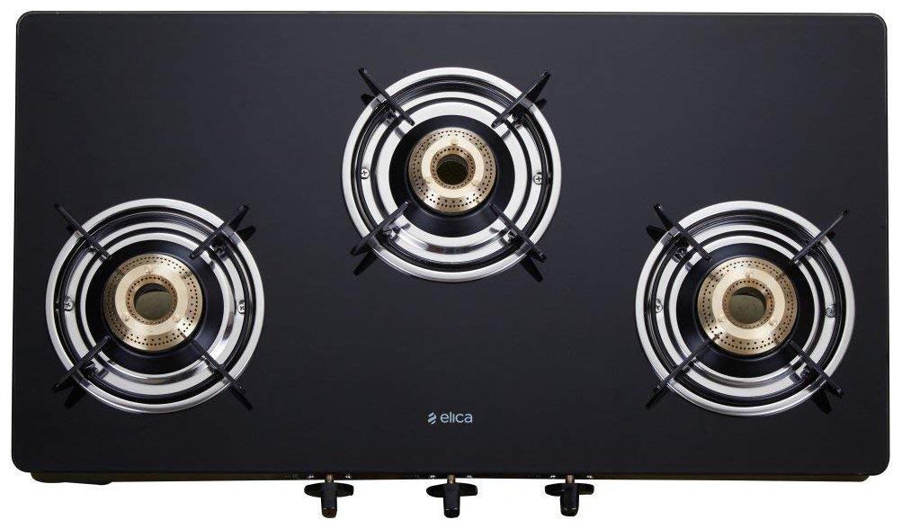 

Elica 703 CT VETRO 3 Burner Regular Black Gas Stove