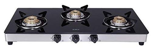 

Elica 773 CT DT VETRO 3 Burner Regular Black Gas Stove