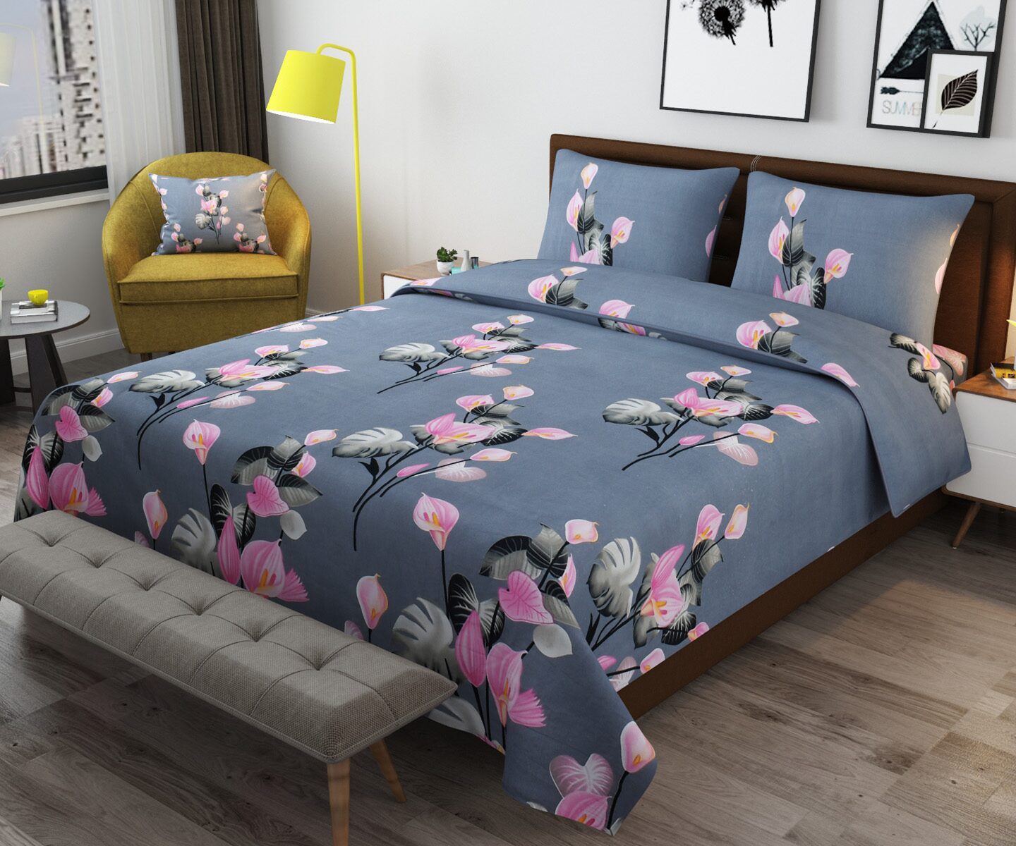 

ELLONIA Supersoft Multicolor Microfiber Double Bedsheet with 2 Pillow Covers