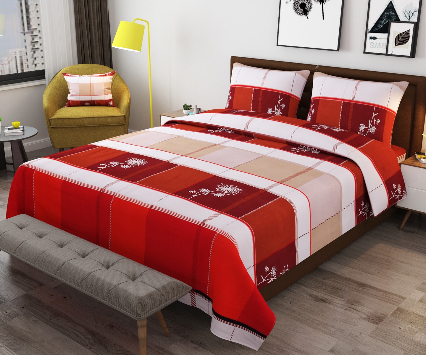 

ELLONIA Supersoft Multicolor Microfiber Double Bedsheet with 2 Pillow Covers