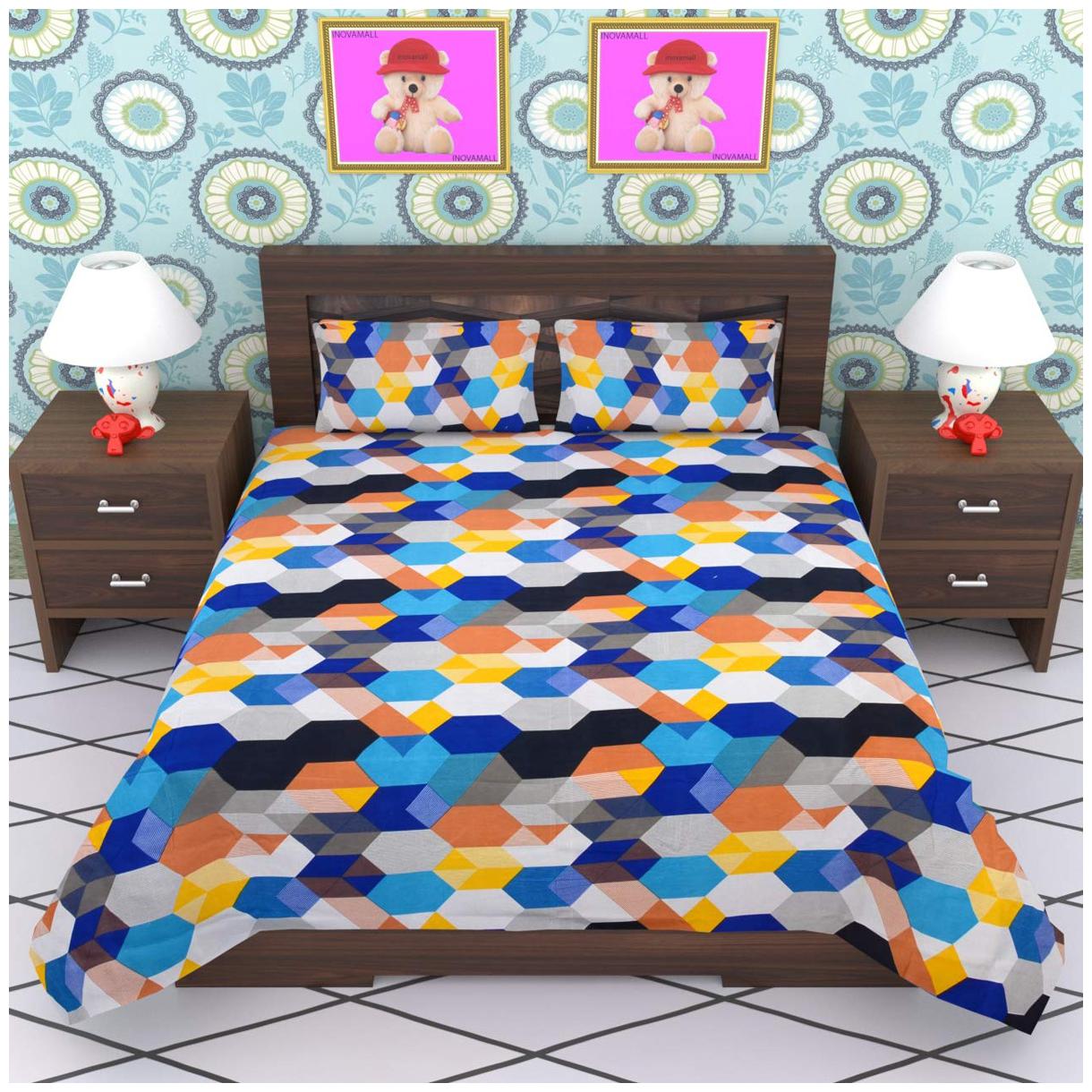 

Ellonia Supersoft Multicolor Microfiber Double Bedsheet With 2 Pillow Covers