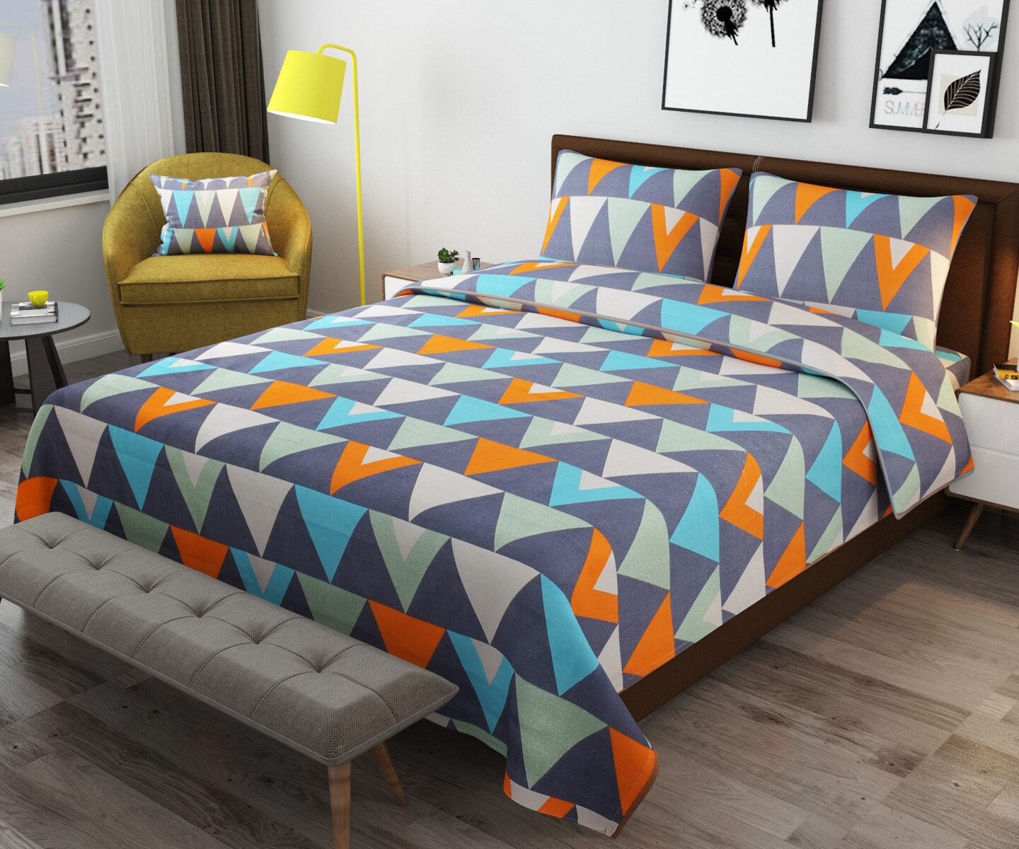 

ELLONIA Supersoft Multicolor Microfiber Double Bedsheet with 2 Pillow Covers