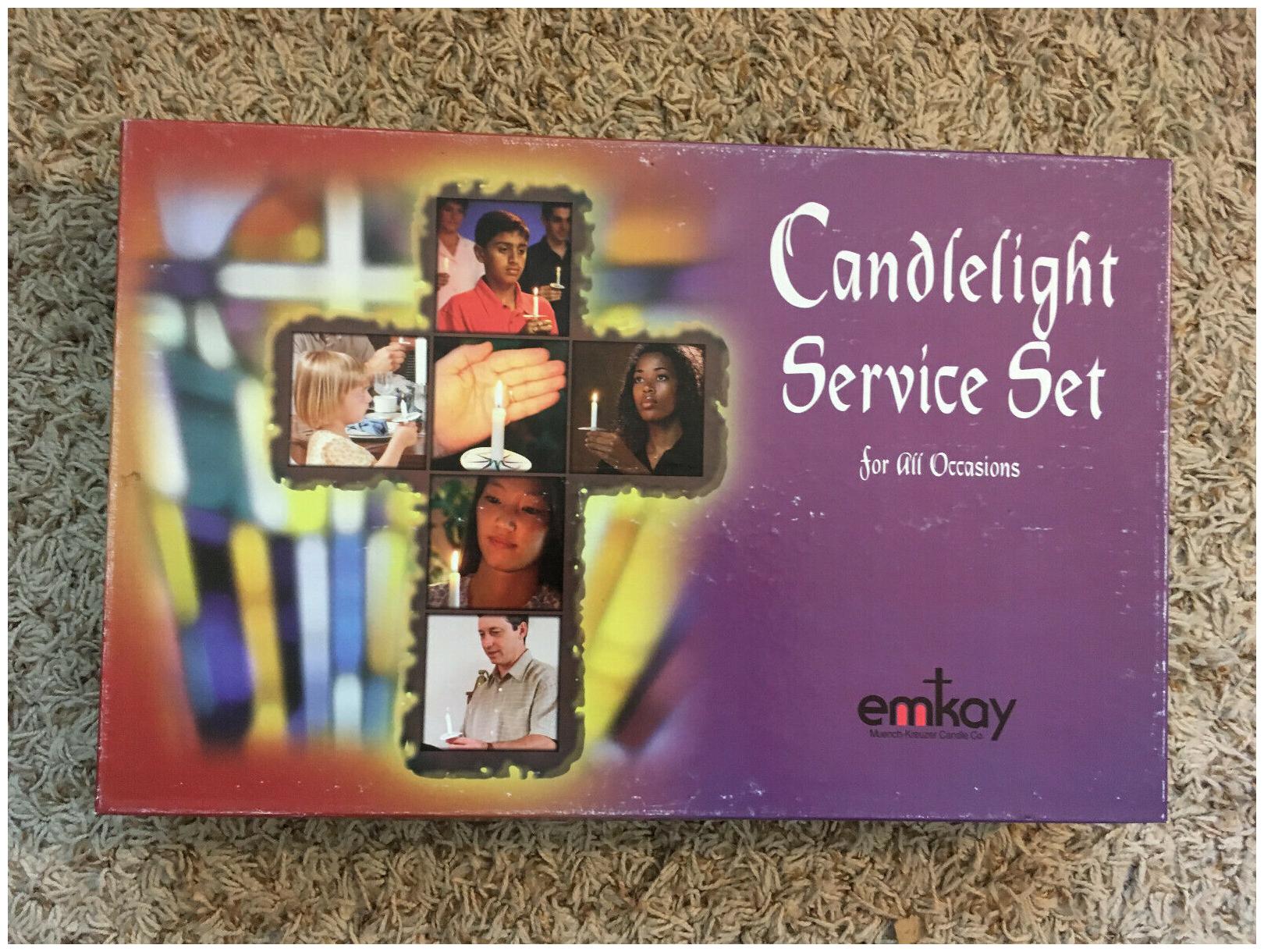 

Emkay Candlelight Service Set 125 Short Candles 6 Usher Candles 1 Pastor Candle