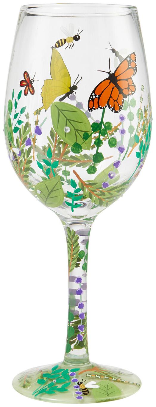 

Enesco E0 Lolita 15oz 9 05 in H Artisan Wine Glass Organica Butterflies 6007475